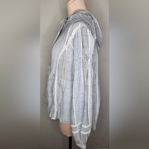 Free People Baja Babe Hooded Stripe Pullover Top Size Small $128 - Picture 9 of 10